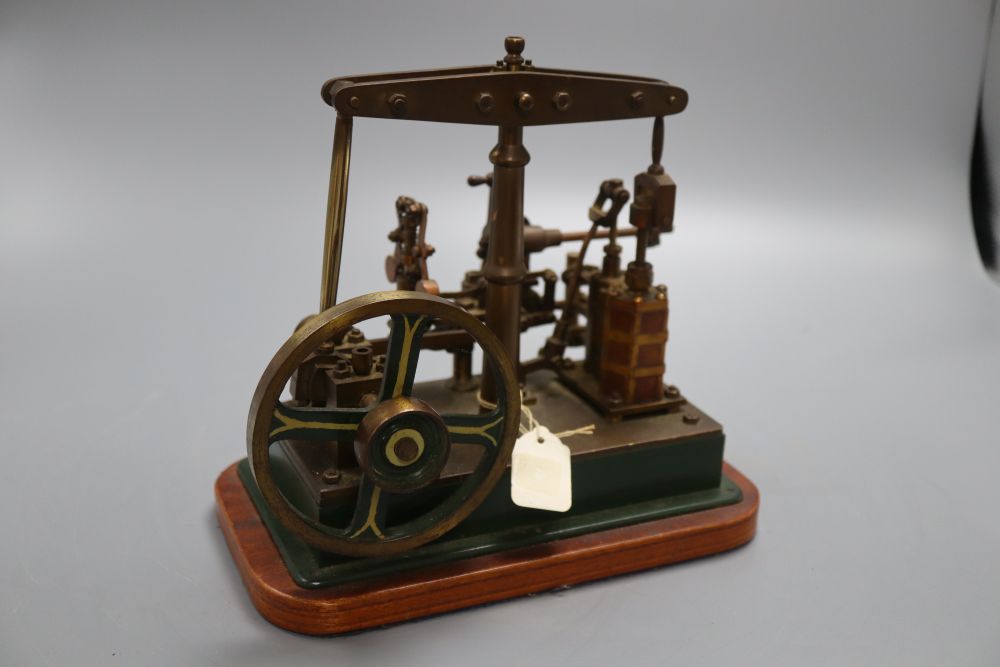 A brass model of a beam engine, height 21cm